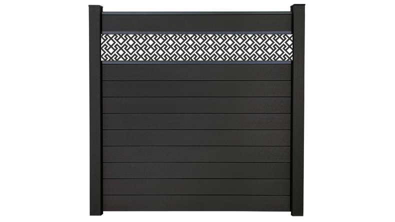 planeo Gardence Strong - Clôture à emboîter BPC Abstract gris anthracite 180 x 180 cm