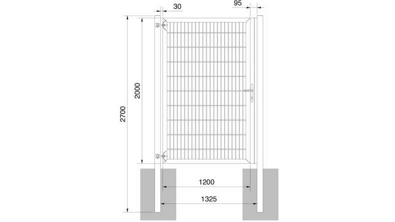 Porte universelle lourde 1 vantail vert mousse H 2000 x L 1325 mm poteaux de porte inclus