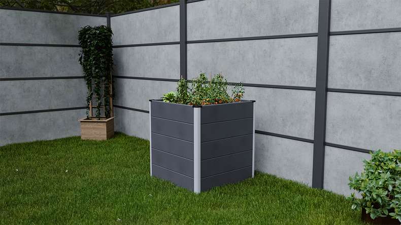 planeo Bac à plantes surélevé BPC Cube - Anthracite | DB703 70 x 70 x 75 cm