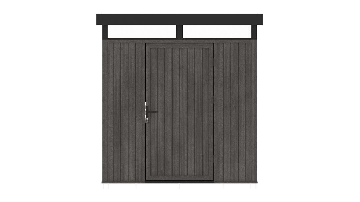 Abri de jardin planeo WPC CoEx à toit plat, modèle S - Gris foncé, 208 x 200 x 226,5 cm