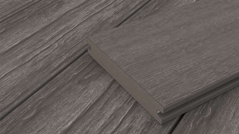 planeo ANTIKWoodline - Lame de terrasse massif en WPC CoEx - Gris foncé 3 m - rustique/brossé lisse