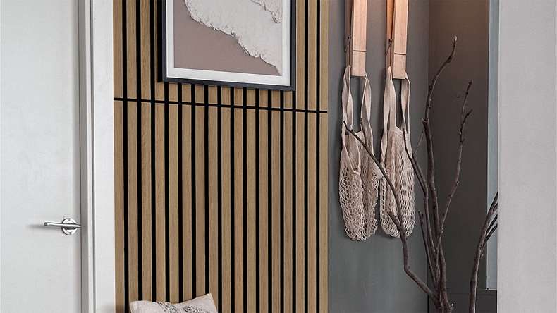 Skaben Panneau acoustique SilentWall Compact - Chêne Rustique - 244 x 30,5 cm