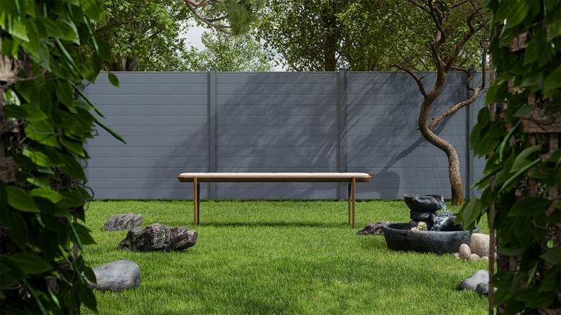 planeo Gardence Simply Small - Clôture à emboîter en PVC gris anthracite 180 x 180 cm