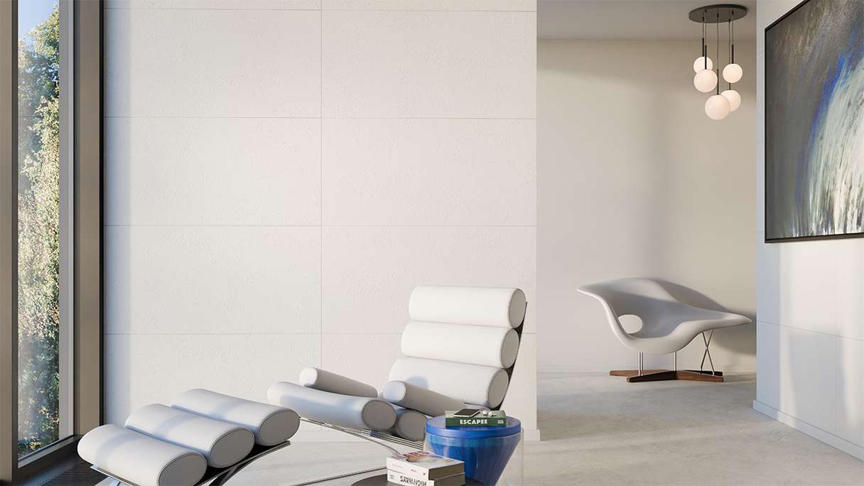 planeo Revêtement mural SPC - CeraRock Tile Concrete White 120 x 60 cm