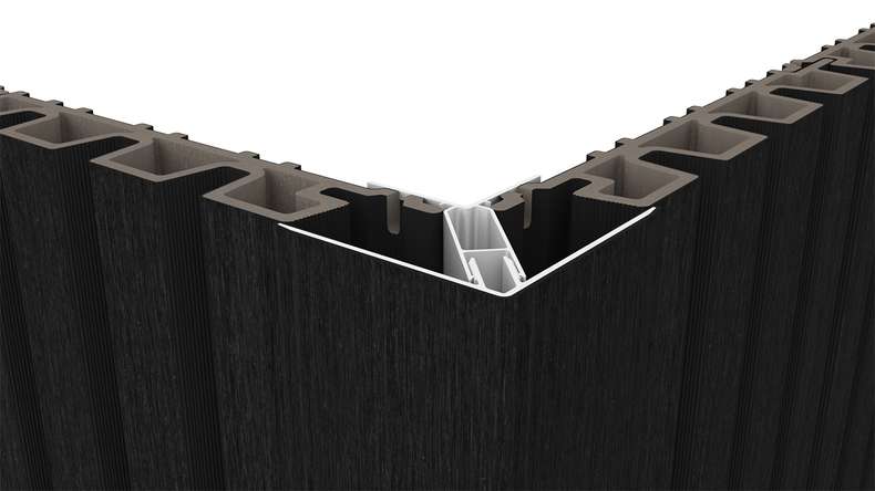 planeo LINEA - Profilé d'angle extérieur en aluminium CoEx noir 3000 x 66 x 66 mm