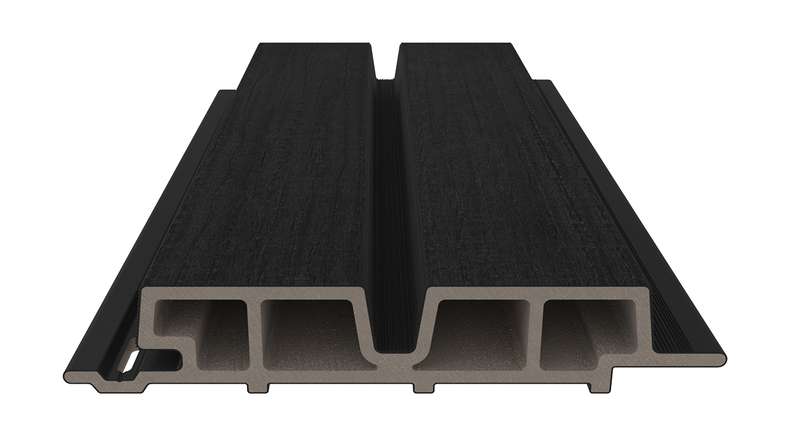 planeo LINEA Wide - Revêtement de façade en WPC CoEx, noir, 2900 x 181 mm