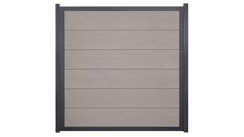 planeo Gardence Guard - Clôture composite Carré Bi-Color Sable avec cadre en aluminium Anthracite