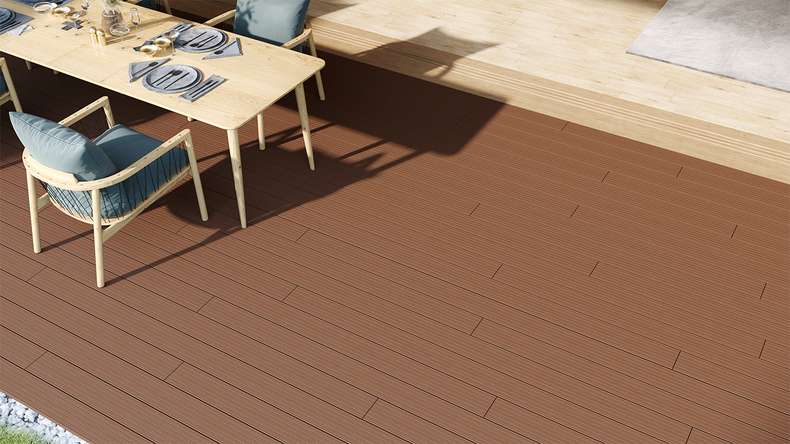 planeo LightWood WPC Lame de terrasse alvéolaire - brun clair 3m rainuré/cannelé