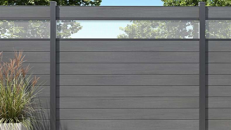 planeo Gardence Strong - Clôture composite Carré gris pierre