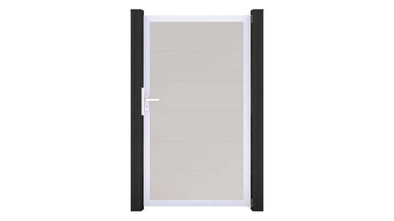 planeo Gardence Simply - Portail universel en PVC blanc avec cadre en aluminium 100 x 180 cm
