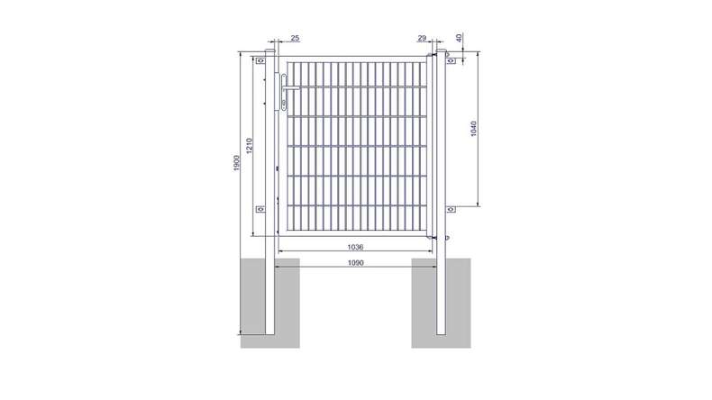 Porte universelle planeo medium à 1 vantail anthracite H 1200 x L 1000 mm poteaux de porte inclus