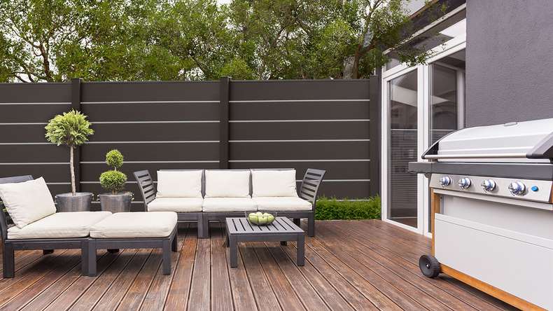 planeo Gardence Strong XL - Profil unique en noyer co-ex 1800 x 261 cm