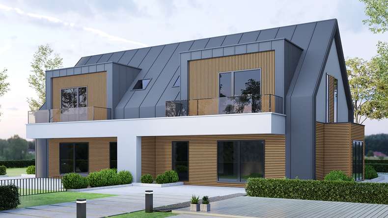 planeo LINEA Wide - Bardage de façade en WPC CoEx « Burma Teak » 2900 x 181 mm