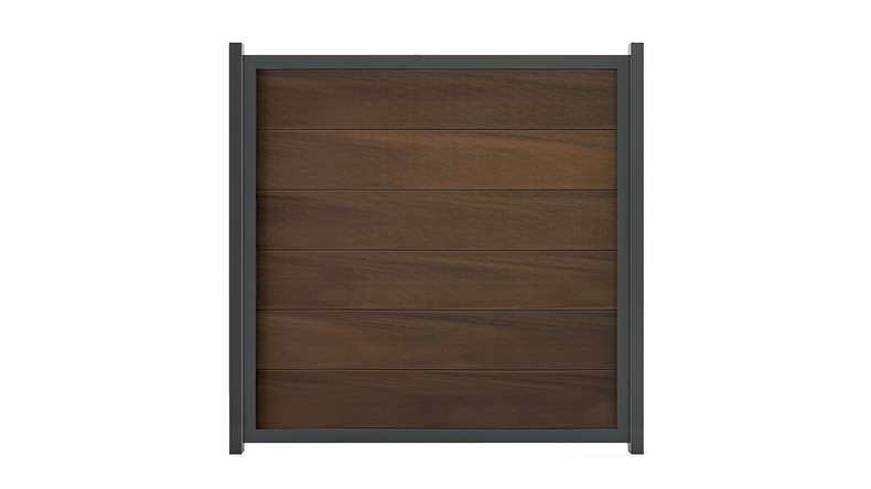 planeo Gardence Guard - Clôture composite Carré noyer avec cadre aluminium Anthracite