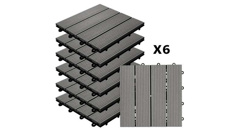planeo carreau terrasse composite - gris 30x30 cm - 6 pcs.