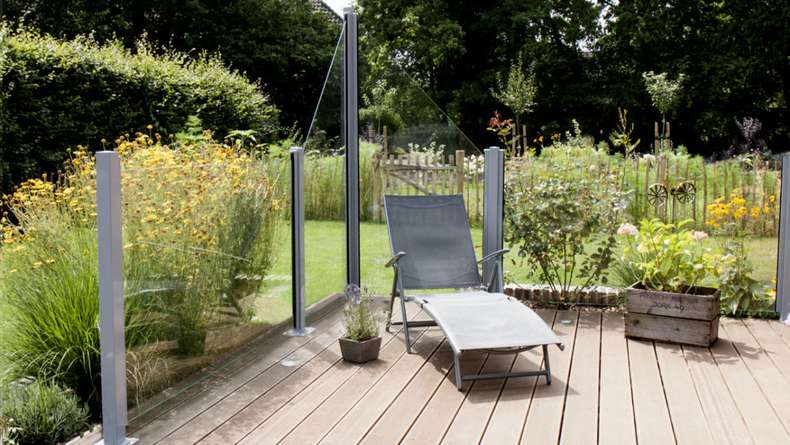 planeo Gardence Flair - Brise-vue en verre incliné 90 x 180 cm