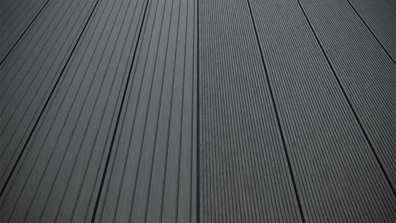 planeo LightWood WPC Lame de terrasse alvéolaire - gris foncé 4.2m rainuré/cannelé