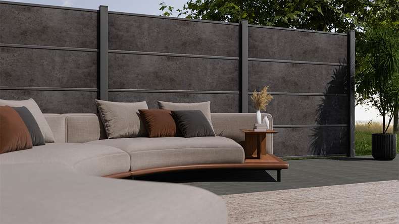 planeo Gardence Resistant - Clôture à emboîter HPL gris anthracite 180 x 183 cm