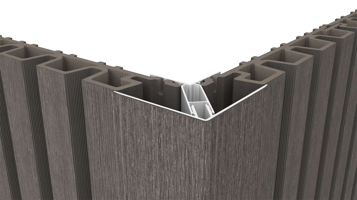 planeo LINEA - Profilé d'angle extérieur en aluminium CoEx, gris foncé, 3000 x 66 x 66 mm
