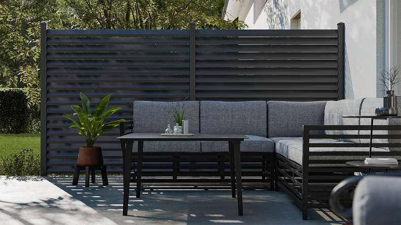 planeo Gardence Metallic Rhombus - Clôture de jardin en aluminium Carré Anthracite | DB703
