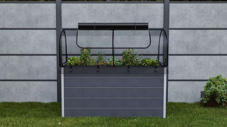 planeo Rehausse pour plate-bande surélevée Filet - noir 149.9 x 69.4 x 62 cm