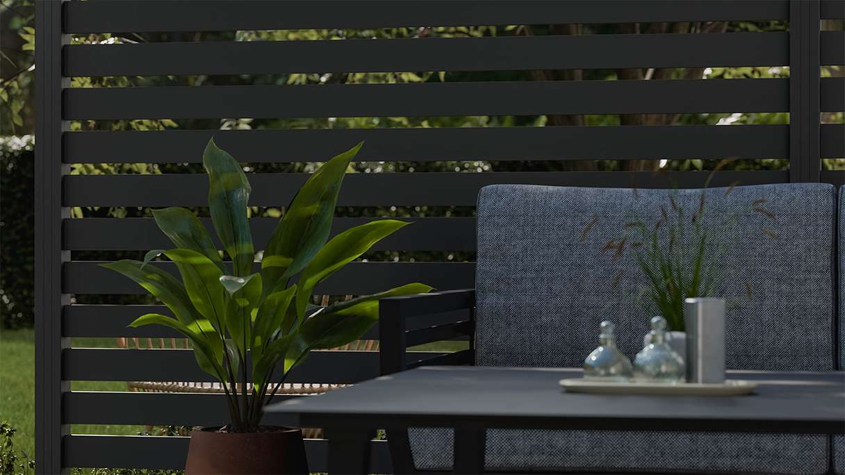 planeo Gardence Metallic Edge - Clôture de jardin en aluminium Carré Anthracite | DB703