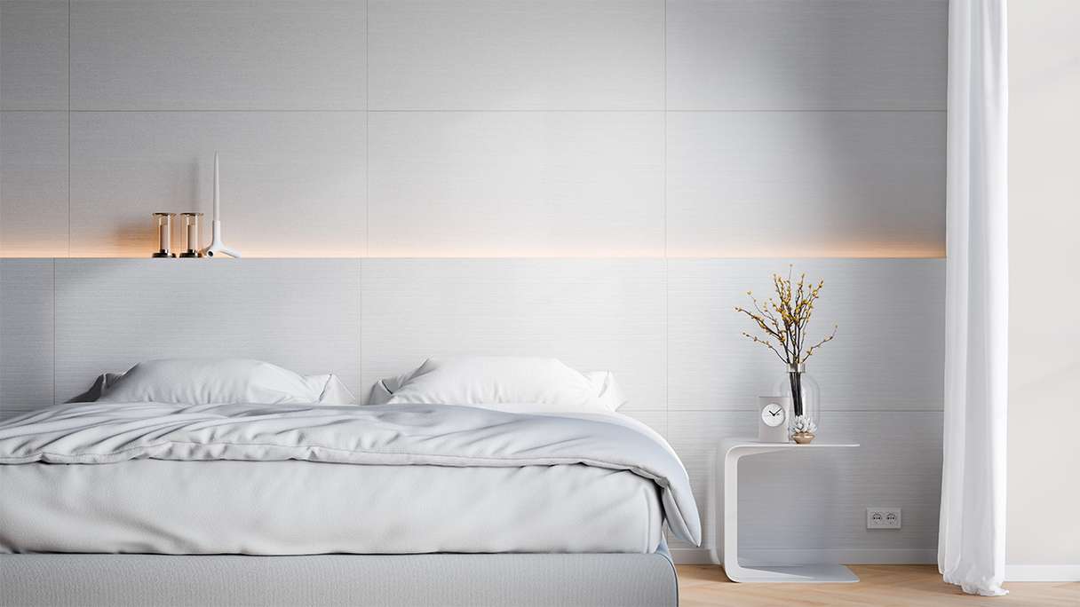 planeo Revêtement mural SPC - CeraRock Tile Stripes Concrete White 120 x 60 cm
