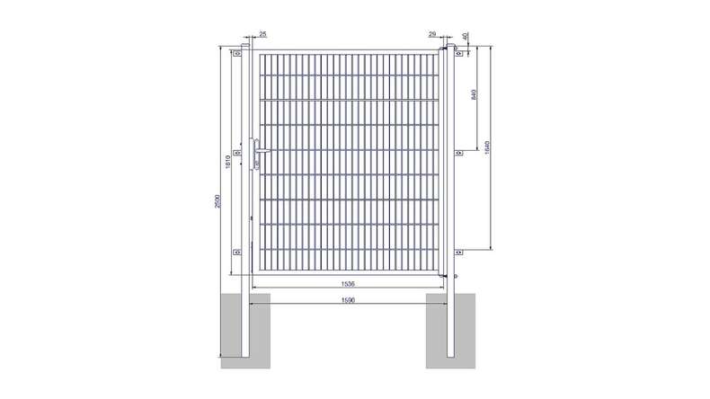 Porte universelle moyenne 1 groupe galvanisé à chaud H 1800 x L 1590 mm poteaux de porte inclus