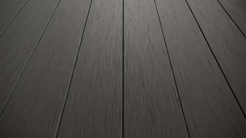 planeo AntikWood Lame de terrasse WPC massif - gris anthracite 3.6m vieilli à l'ancienne