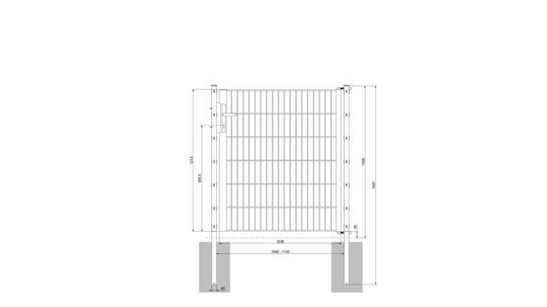 Porte universelle léger 1 vantail anthracite H 1200 x L 1090 mm poteaux de porte inclus