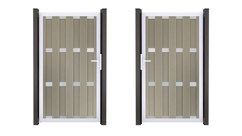 planeo Gardence Premade - Portail BPC BiColor Sable 100 x 180 x 4 cm - Cadre en aluminium argenté
