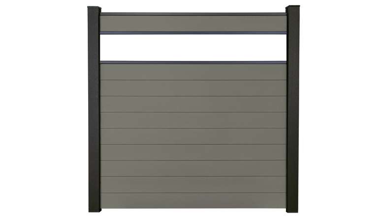 planeo Gardence Strong - Clôture à emboîter BPC verre satiné gris 180 x 180 cm