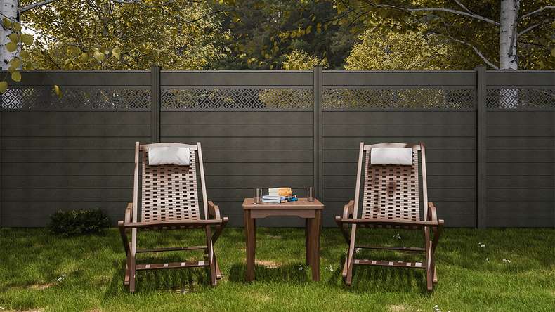 planeo Gardence Strong - Clôture à emboîter BPC Abstract gris anthracite 180 x 180 cm