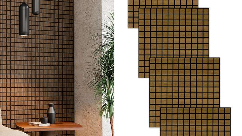Skaben Panneau acoustique SilentWall Cube - Chêne Rustique - 61 x 61 cm