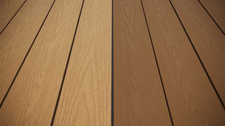 planeo CoEXWood Lame de terrasse WPC massif enrobé - Sable/Caramel 4.8m structuré