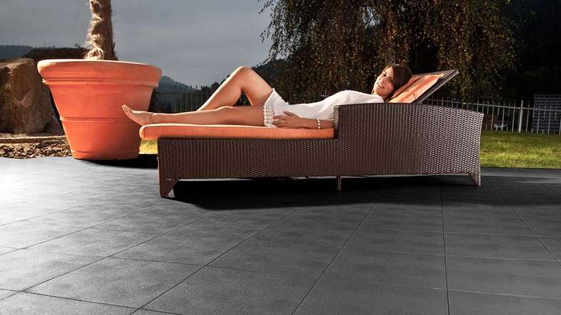 planeo carreau de terrasse en plastique - gris foncé