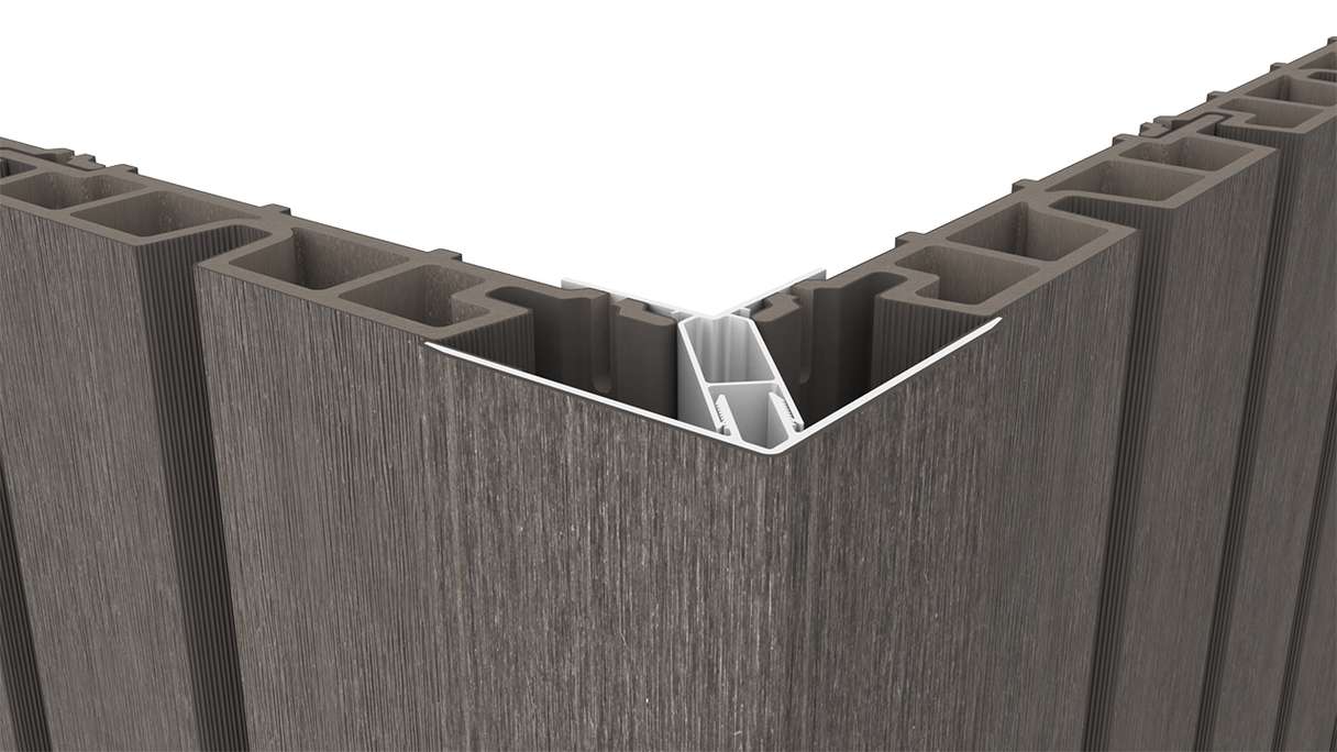 planeo LINEA - Profilé d'angle extérieur en aluminium CoEx, gris foncé, 3000 x 66 x 66 mm