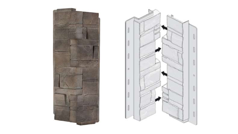planeo angles de façade pierre stratifiée Silex Flint - 406 x 149 mm