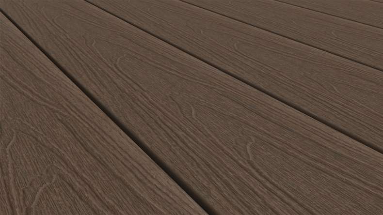 planeo WOODLine Nature - Lame de terrasse alvéolaire enrobée de WPC CoEx - Ipe brun 3m structuré/lisse brossé