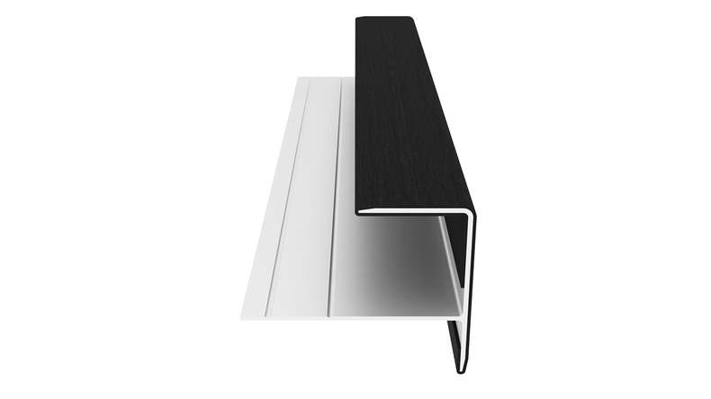 planeo LINEA - Profilé d'extrémité en aluminium CoEx noir 3000 x 74 x 61 mm