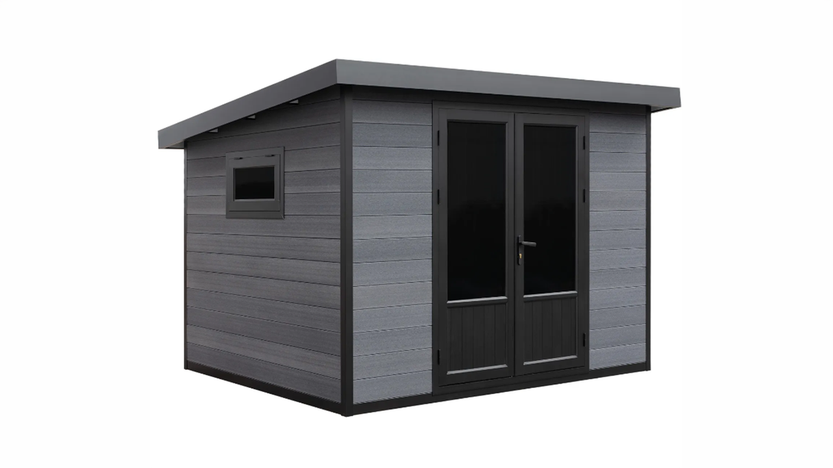 Abri de jardin planeo WPC à toit en appentis, modèle M - Anthracite, 280 x 280 cm