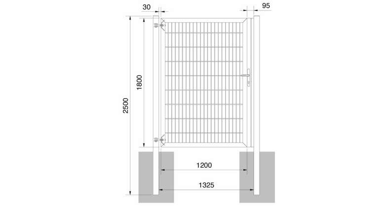Porte universelle lourde 1 vantail anthracite H 1800 x L 1325 mm poteaux de porte inclus