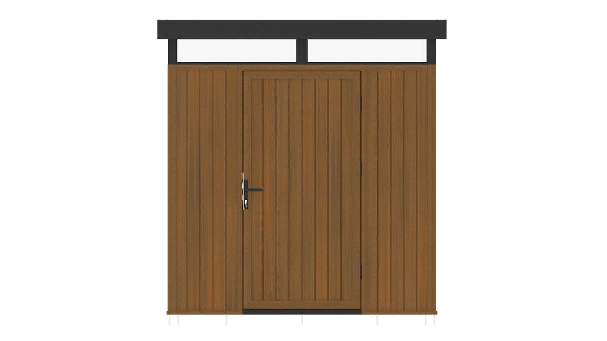 Abri de jardin planeo WPC CoEx à toit plat S - Teck de Birmanie 208 x 200 x 226,5 cm