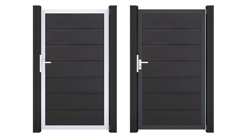 planeo Gardence Strong XL - Portail universel BPC gris anthracite avec cadre en aluminium 100 x 180 x 4 cm
