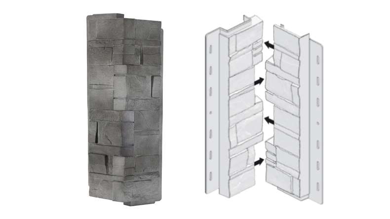 planeo angles de façade pierre stratifiée Basalte - 406 x 149 mm