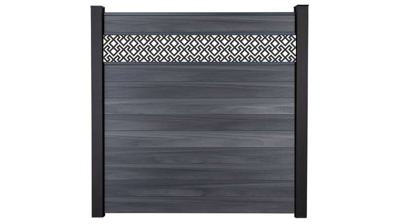 planeo Gardence Strong - Clôture à emboîter BPC Abstract gris pierre co-ex 180 x 180 cm