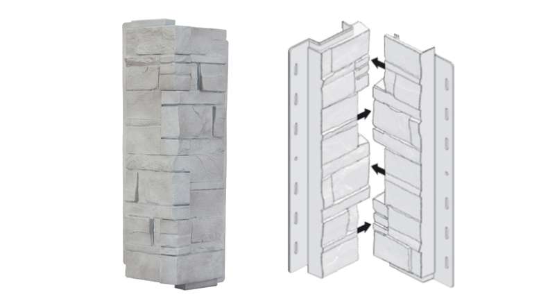 planeo angles de façade pierre stratifiée Travertine - 406 x 149 mm