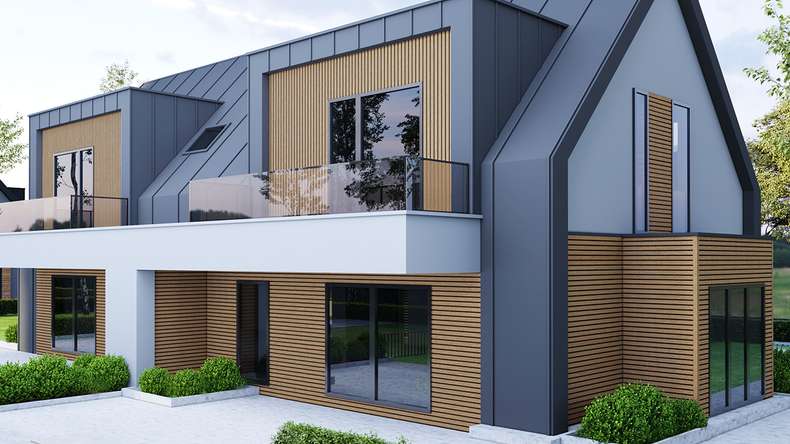 planeo LINEA Wide - Bardage de façade en WPC CoEx « Burma Teak » 2900 x 181 mm