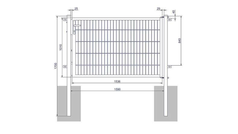 Porte universelle moyenne 1 vantail vert mousse H 1000 x L 1590 mm poteaux de porte inclus
