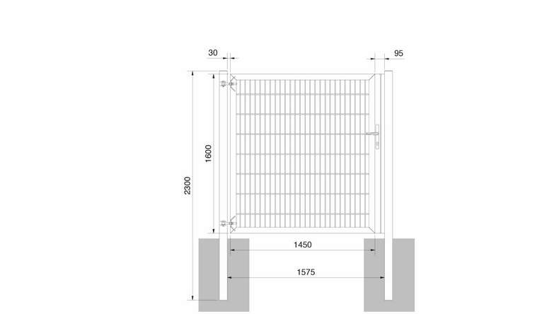 Porte universelle lourde 1 vantail vert mousse H 1600 x L 1575 mm poteaux de porte inclus